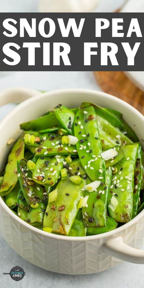 You're going to love this amazing Snow Pea Stir Fry recipe! This healthy, simple weeknight side dish comes together in only five minutes. Snow Pea Stir Fry, Snow Pea Salad, Snow Peas Recipe, Snow Pea, Stir Fry Recipe, Broccoli Slaw, Pea Salad, Pea Recipes, Side Dish Recipes Easy