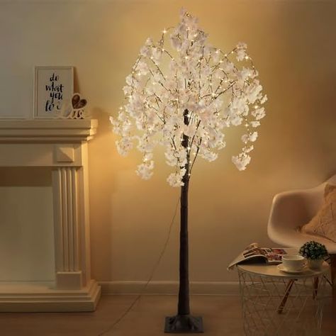 Cherry Blossom Tree Light, 6ft Lighted Trees for Decoration Inside, 450 LED Lights Cherry Blossom Tree Artificial, Lighted Cherry Blossom Tree for Home Patio Party Festival Christmas Decor Warm White Lighted Trees, Artificial Cherry Blossom Tree, Lamp Standing, Fiber Optic Christmas Tree, Tree Artificial, Patio Party, Tree Light, Led Fairy Lights, Blossom Tree