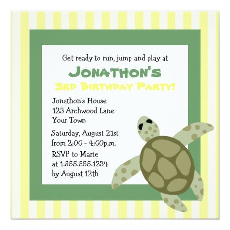 Cute Sea Turtle Birthday Party Invite Green Yellow Sea Turtle Birthday Party, Sea Turtle Birthday, Pink Sea Turtle, Turtle Birthday Party, Cute Sea Turtle, Turtle Birthday Parties, Hunting Birthday, Pink Artwork, Ocean Birthday