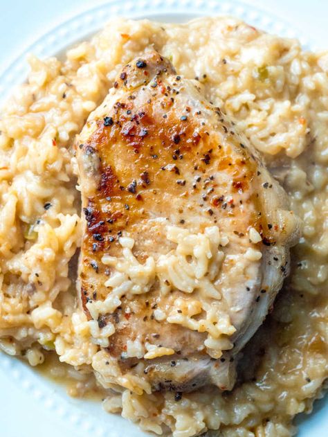 Pork Chops And Rice, Pork Chop Recipes Baked, Pork Chop Dinner, Chop Recipes, Pork Dinner, Boneless Pork Chops, Baked Pork, Chops Recipe, Chicken And Rice