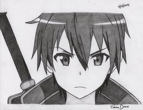 Sword art online Kirito by roxybear147 Kirito Drawing, Girly Drawings, Drawing Projects, Anime Drawings Tutorials, Anime Character Drawing, Stonehenge, Anime Drawings Boy, Book Art Drawings, Anime Sketch