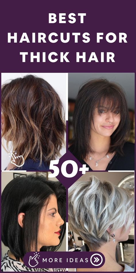 Discover stylish haircut options specially designed for thick hair to enhance both style and manageability. From a chic long bob for added movement to glamorous layered styles that reduce bulk and boost natural volume, these haircuts cater perfectly to your rich locks. Let your abundant hair shine with confidence by embracing these flattering choices, guaranteeing you feel fabulous every day with anew look. Haircut For Thick And Wavy Hair, Bobs For Thick Coarse Hair, Medium Hair For Thick Hair, Haircuts For Thick Coarse Hair Over 50, Bob For Thick Hair Over 50, Hair Styles For Thick Hair Over 50, Medium Length Cuts For Thick Hair, Haircuts For Coarse Thick Hair, Best Cuts For Thick Wavy Hair