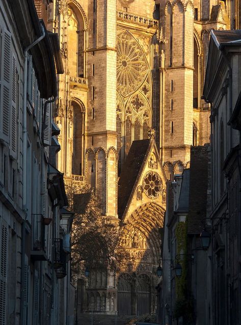 France City Photography, Bourges Cathedral, Castle Aesthetic, Sun Photo, Cathedral City, Gothic Architecture, Academia Aesthetic, Beautiful Architecture, Pretty Places