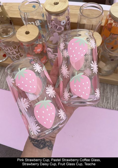 Sip into the warm days ahead with our super cute Strawberry can glass in a gorgeous pink pastel. This is the perfect gift for you or the strawberry lover in your life. Use this for all your favorite iced beverages including but not limited to, iced coffees or matcha, protein shakes, cocktails, etc. Get creative and add it to your spring table scape with florals for a modern floral vase- perfect for a party favor! This is the perfect gift for you, Cute Stuff You Can Buy, Cute Strawberry Things, Cute Items To Buy, Coffee Strawberry, Strawberry Stuff, Strawberry Coffee, Strawberry Things, Strawberry Decor, Iced Beverages