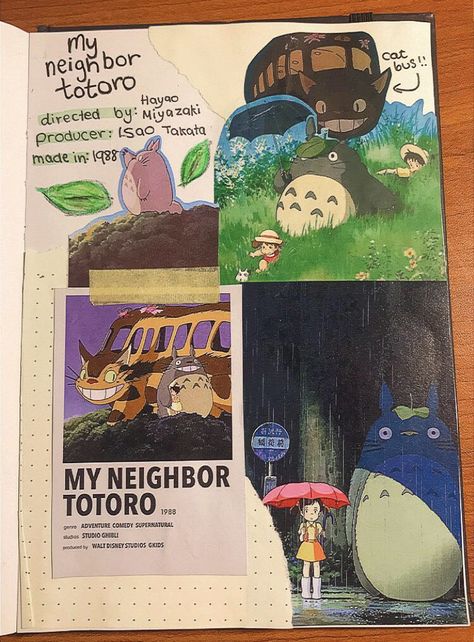 My Neighbor Totoro Journal, Totoro Journal, Totoro Drawing, Drama Journal, Anime Egyptian, Summer Journal, Journal Lettering Ideas, Movie Journal, Bullet Journal Lettering