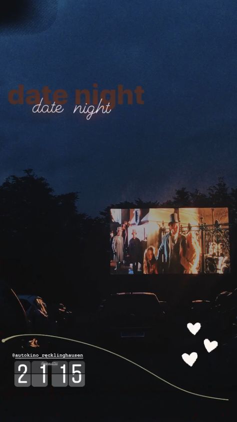 Date night, movie, drive in Date Night Post Instagram, Date Night Snapchat Story, Drive In Cinema Aesthetic, Date Story Instagram, Date Night Instagram Story, Movie Drive In, Date Instagram Story, Drive In Movie Date, Movie Drive