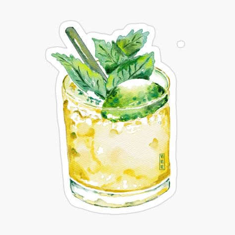 Get my art printed on awesome products. Support me at Redbubble #RBandME: https://www.redbubble.com/i/sticker/Drink-by-VikiKL/86352732.EJUG5?asc=u Art Deco Stickers, Coastal Collage, Summer Stickers, Bujo Stickers, Kindle Stickers, Sticker Design Inspiration, Stickers Vintage, Drink Stickers, Redbubble Stickers