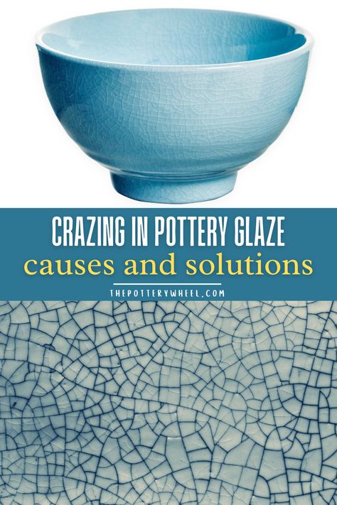 Crazing in pottery glaze is a network of very fine cracks that cover the glaze on a piece of ceramics. Sometimes potters deliberately want to create a crazing effect, and this is known as crackle glaze. But a lot of the time crazing is considered to be an unwanted glaze defect. But what causes crazing and what can you do to prevent it? Find out here.... Wet Spot, Glazed Bowl, Crackle Painting, Ceramic Glaze Recipes, Pottery Tools, Crackle Glaze, Glaze Recipe, Pottery Techniques, Pottery Glazes