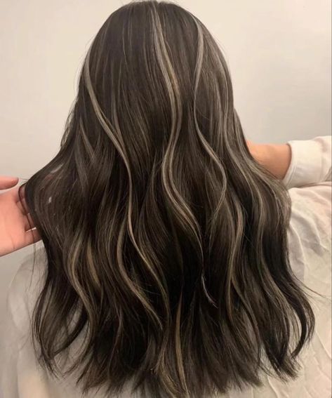 Dyed Hair Inspiration For Brunettes, Grunge Highlights, Black Hair Balayage, Korean Hair Color, Hair Color Underneath, Hairstyle Hairstyle, Colored Hair Extensions, Brown Hair Inspo, Hair Color Streaks