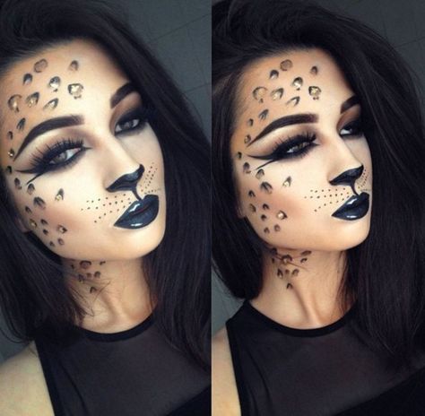 This leopard makeup is killer. Carnaval Make-up, Beautiful Halloween Makeup, Make Up Diy, Halloween Makeup Look, Leopard Makeup, Halloweenský Makeup, Halloween Make-up Looks, Animal Makeup, Halloween Makeup Easy