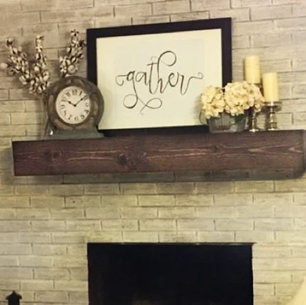 Millwood Pines Shiela Fireplace Shelf Mantel | Wayfair Farmhouse Fireplace Mantel, Farmhouse Fireplace Mantels, Walnut Shelf, Fireplace Shelf, Summer Mantel, Rustic Fireplace Mantels, Fireplace Mantel Surrounds, Fireplace Mantles, Rustic Fireplace