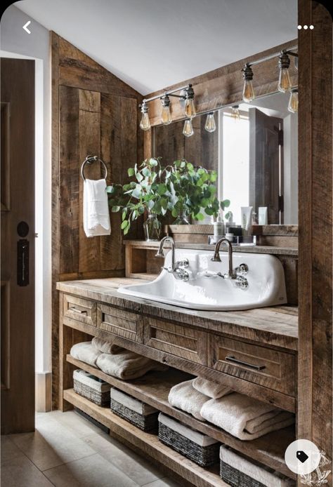 Cabin Bathrooms, Rustic Bathroom Designs, Bathroom Farmhouse Style, Rustic Bathrooms, 자수 디자인, Dream Bathrooms, Rustic Bathroom, House Bathroom, Bathroom Remodel Master