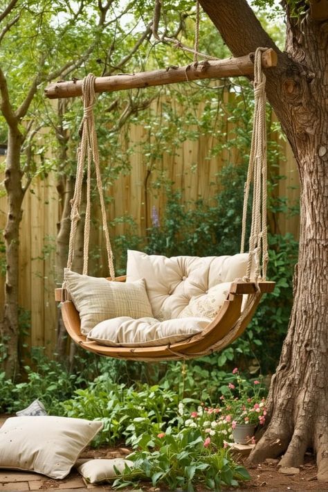 Hammock Chair Outdoor, Kids Hanging Chair, Small Couches, Diy Hanging Chair, Diy Kids Table, Small Pergola, Diy Swing, Bamboo Outdoor, Macrame Hanging Chair