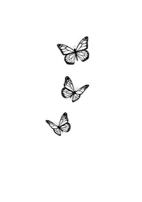 Simple Butterfly Drawing Tattoos, Tiny Butterfly Drawing, Simple Butterflies Tattoo, Tiny Tattoos Butterfly, Tiny Butterfly Tattoo Simple, Three Butterflies Tattoo, Butterfly Tattoo Simple, 3 Butterfly Tattoo, Tiny Butterfly Tattoo