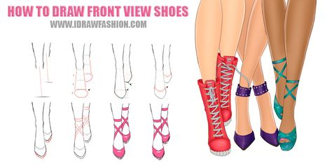 How to draw front view shoes tutorial: www.idrawfashion.com/accessories/shoes/143-how-to-draw-fr...  How to draw fashion sketches Front View Shoes, Air Max Classic, Drawing Shoes, Sneakers Drawing, Anime Fashion, Jordan Shoes Retro, Shoes Drawing, Fashion Vocabulary, Nikes Girl