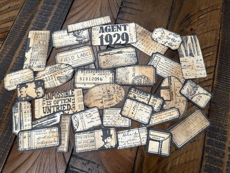 Tim Holtz Collage, Diy Tickets, Make Labels, Tim Holtz Mixed Media, Travel Elements, Background Page, Journal Labels, Journal Inserts, Handmade Journals Diy