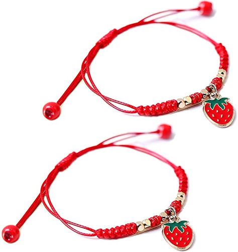 Amazon.com: 2Pcs Summer Fruit Strawberry Cherry Bracelets Sets,Handmade Weave Red Rope Adjustable Bracelet Protection Jewelry for Couple Best Friends (Strawberry 2Pcs): Clothing, Shoes & Jewelry Couple Best Friends, Cherry Bracelet, Women Best Friends, Bracelets Sets, Fruit Strawberry, Protection Jewelry, Red Rope, Fruit Earrings, Congratulations Gift