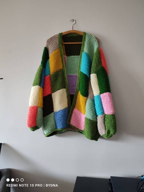 Bydna #handmade #christmas Patch Cardigan, Knit Inspiration, Angora Cardigan, Poncho Knitting Patterns, Patchwork Cardigan, Large Cardigan, Chunky Knitting, Oversize Pullover, Poncho Pattern