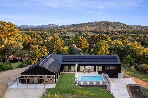 Murray View | Sketch Alfresco Decking, Timber Roof, Alfresco Area, Contemporary Exterior, Brick Veneer, Timber Cladding, Barn Style House, Barn Style, Large Homes