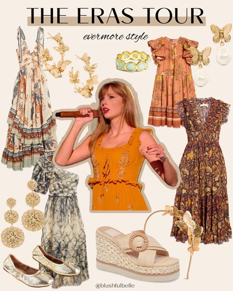 Evermore Dress Taylor Swift, Taylor Swift Evermore Outfits Eras Tour, Evermore Dress Ideas, Evermore Outfit Inspo Taylor Swift, Taylor Swift Concert Outfit Ideas Evermore, Evermore Taylor Swift Aesthetic Outfits, Taylor Swift Evermore Outfit Ideas, Taylor Swift Evermore Era Outfits, Eras Tour Outfits Comfy