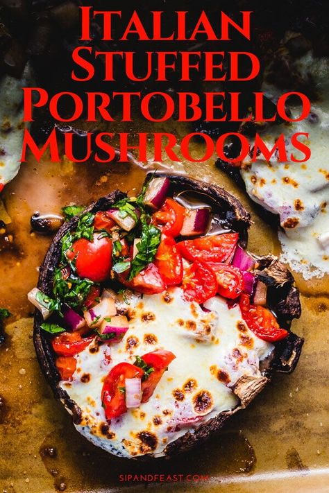 Caprese Portabella Mushrooms, Caprese Stuffed Portobello Mushrooms, Balsamic Tomatoes, Mozzarella Appetizers, Portabella Mushrooms Recipes, Mushrooms Stuffed, Portobello Mushroom Recipes, Portabella Mushrooms, Mushroom Recipes Healthy