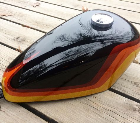 Fresh paint. #valsparauto #painthuffermetalflake #throttleaddiction Gas Tank Paint, Custom Motorcycle Paint Jobs, Sportster Chopper, Мотоциклы Harley Davidson, Bike Tank, Custom Paint Motorcycle, Harley Davidson Panhead, Motorcycle Paint Jobs, Moto Custom