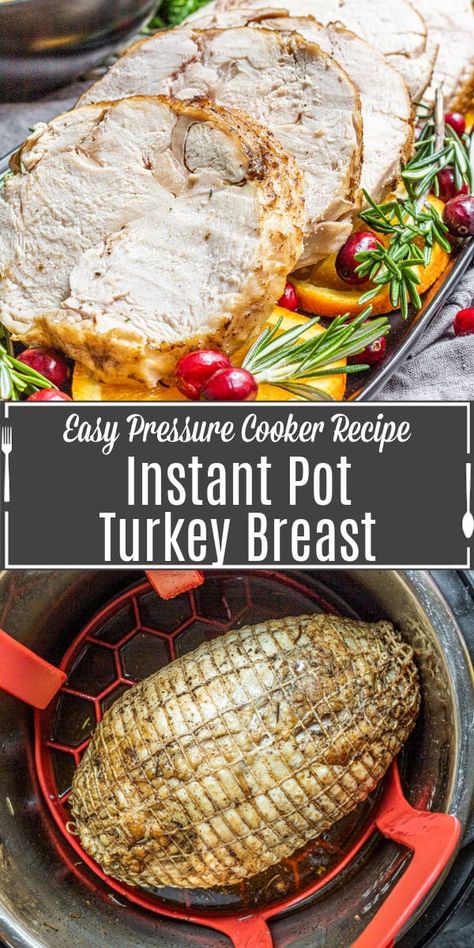 Instant Pot turkey breast is a quick and easy way to feed a small gathering for the holidays we've even got easy instructions for gravy so you can make a complete turkey dinner for Thanksgiving dinner or Christmas dinner. Use a bone-in or boneless turkey breast and cook it perfectly in your pressure cooker. #thanksgiving #christmas #turkey #instantpot #instantpotrecipe Instant Pot Turkey Breast, Instant Pot Turkey, Gluten Free Instant Pot, Thanksgiving Dinners, Sunday Lunches, Turkey Breast Recipe, Roast Turkey, Healthy Instant Pot Recipes, Breast Recipe