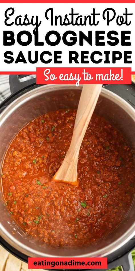 Enjoy Homemade Instant Pot Bolognese Sauce Recipe fast. Quick and easy Instant pot Dinner recipe that tastes amazing. Take your classic spaghetti sauce up a notch with the classic bolognese sauce recipe. Serve with your favorite noodles, side dishes and vegetables for a complete meal idea. #eatingonadime #instantpotbolognesesauce #bolognesesauce Instant Pot Bolognese Sauce, Instant Pot Bolognese, Easy Instant Pot Dinner, Vegetable Bolognese, Bolognese Sauce Authentic, Instant Pot Dinner, Spaghetti Bolognese Recipe, Bolognese Sauce Recipe, Best Spaghetti