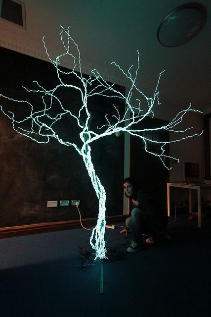 El-wire tree by - Hob -, via Flickr Electroluminescent Wire, El Wire, Wire Trees, Tree Sculpture, Light Installation, Low Energy, Tree Lighting, Wire Art, Tree Art