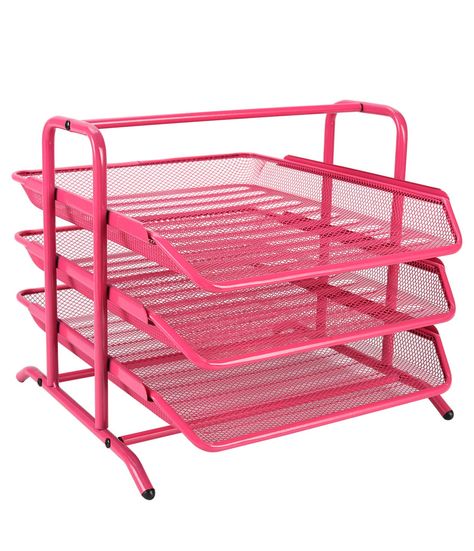 PRICES MAY VARY. The 3 tier desk file tray is made of high quality metal material, elegant and attractive mesh wire metal construction with durable powder coat finish, anti-oxidation and anti-rust, suitable for many years and withstand lots of use Front-loading pull out paper trays mesh inbox slides out smoothly and goes right back easily for convenient sorting of files This desk tray organizer is easy to put together.All it takes is a few simple steps, and the included instructions tell you jus Lawyer Desk, Office Ideas For Work, Desk Organizer Tray, Desk File, Mail Sorter, Pink Tools, Office Supplies Desk Accessories, Pink Desk, Letter Tray