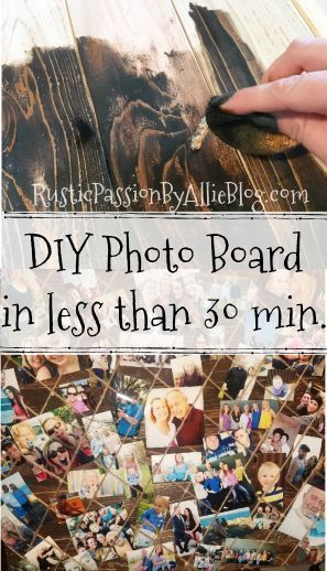 This photo board is the cutest way to display pictures. It is adds the perfect touch of farmhouse and rustic to your home. It only took 30 min to make. You will love this project. #DIYproject #DIYcrafts #DIYphotoboard #DIYpictureframe #DIYphotodisplay #rustichomedecor #DIYrustichomedecor #DIYfarmhousehomedecor Diy Photo Display, Diy Rustic Home, Display Pictures, Photo Board, Diy Picture Frames, Photo Boards, Diy Picture, Modern Farmhouse Decor, Picture Collage