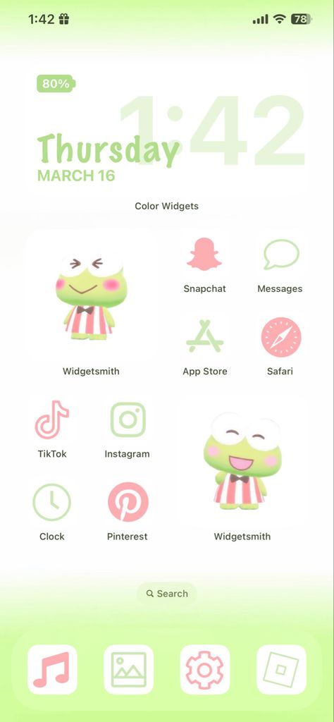 Keroppi Themed Phone, Keroppi Phone Theme, Keroppi Homescreen, Snapchat Message, Phone Decor, Screen Layout, Phone Layout, Phone Theme, Homescreen Ideas