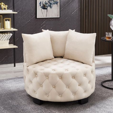 Tufted Leisure Chair Accent Chair, Sofa Lounge Club Round Chair for Living Room Hotel with 3 Pillows 7022 Mid Century Modern Recliner, Comfortable Accent Chairs, Lounge Club, Luxury Decoration, Modern Recliner, Contemporary Accent Chair, Hotel Lounge, Chair For Living Room, Sofa Lounge