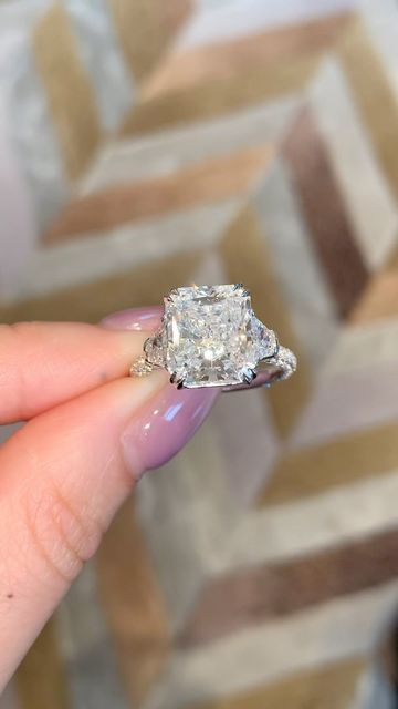 Ori Vechler on Instagram: "Our Stunning 5ct D Color Radiant Cut Set With Trapezoid Side Stones ✨ What A Beauty😍" Trapezoid Side Stones, Radiant Cut, Stone, On Instagram, Beauty, Instagram, Color