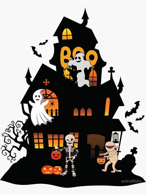 "Happy Halloween Stickers Stickers" Sticker by aminafishn | Redbubble Halloween Toppers Printable, Halloween Stickers Printable, Memes Stickers, Happy Holloween, Hallowen Party, Imprimibles Halloween, Wallpaper Halloween, Stickers Printable, Decal Paper