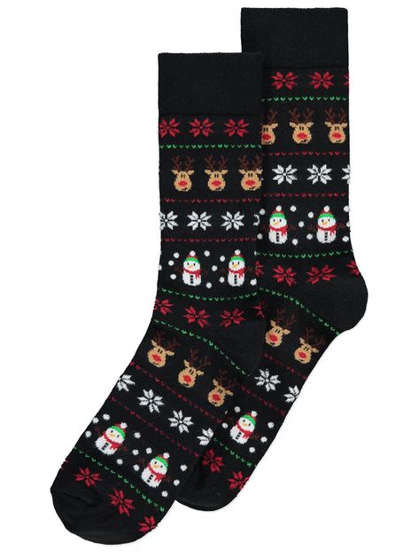 Mens Christmas Socks, Knitting Fashion Design, Mens Socks Fashion, Snow Much Fun, Christmas Shop, Reindeer Christmas, George At Asda, Colorful Socks, Christmas Socks