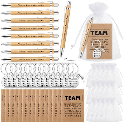 PRICES MAY VARY. Comprehensive Employee Rewards Set: the set of these coworker appreciation gifts includes 25 motivational notebooks, 25 bamboo ballpoint pens, 25 teamwork keychains, and 25 organza bags, ideal for corporate gifts, employee appreciation events or as thoughtful gifts for your team members Reliable for Long Term Use: the kraft notebooks feature kraft paper covers and paper pages, offering a sturdy and smooth texture for writing, and the pages are easy to turn; The pens are made fro Gifts For Leadership Team, Manager Christmas Gift Ideas, Gifts For Business Owners, Gift Ideas For Employees From Boss, Christmas Gifts For Employees From Boss, Gifts For Employees From Boss, Inexpensive Gifts For Coworkers, Coworker Appreciation Gifts, Christmas Gifts For Employees