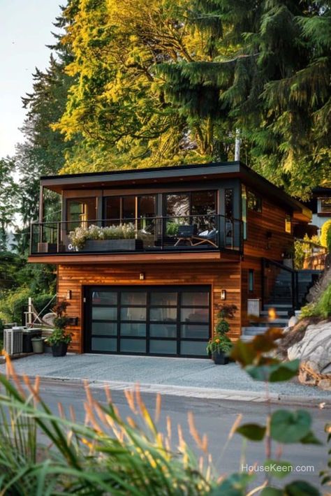 Beautiful Garage, Plan Garage, Cottage Tiny House, Loft House Design, Narrow Lot House, Small Floor Plans, House On Stilts, Container House Plans, Modern Tiny House