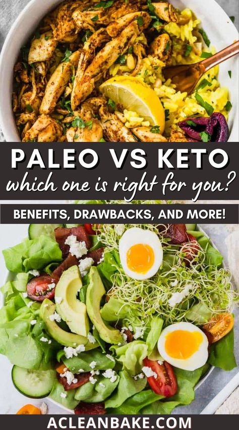 Read on for a concise explanation of the difference between paleo vs keto, what you can and cannot eat, which health benefits to expect from each diet, and how to decide whether keto or paleo is the better diet for you. #ketodiet #paleodiet Paleo Benefits, Dinner Gluten Free Recipes, Healthy Recipes Keto, Keto Snacks On The Go, Meal Planning Healthy, Paleo Vs Keto, Dinner Gluten Free, Dinner Recipes Keto, Breakfast Paleo