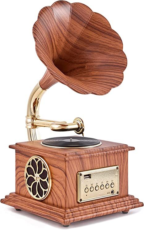 Amazon.com: Phonograph Bluetooth Speaker, Aux-in, USB Port for Flash Drive, Vintage Gramophone Turntable for Home Decoration and Festival Gift : Electronics Vinyl Record Player, Speaker System, Stereo Speakers, Play Music, Record Player, Home Audio, Turntable, Things To Buy, Flash Drive