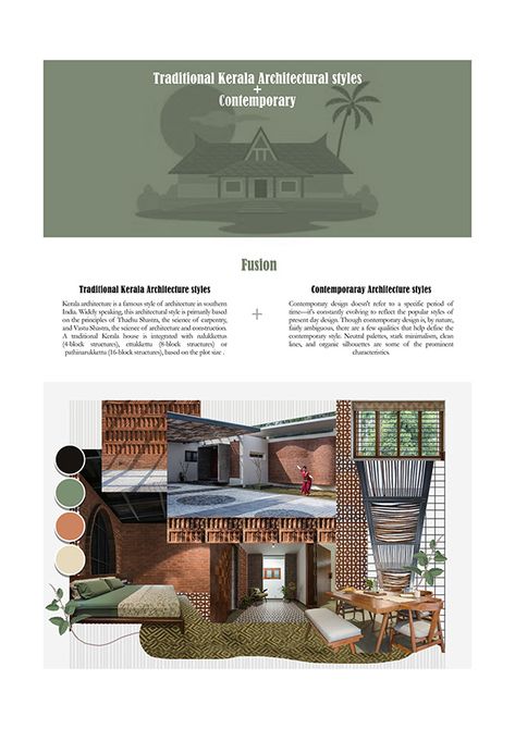 Kerala traditional + contemporary stye Kerala Style Architecture, Interior Design Magazine Layout, Kerala Aesthetic, Kerala Traditional House, Kerala Architecture, Architecture Styles, Garden Wall Designs, Interior Design Presentation, Gothic Furniture