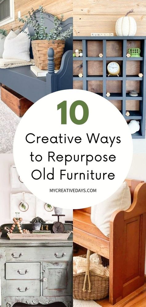 Do you have thrifted or old furniture you want to upcycle and refurbish but aren’t sure where to start? We’re sharing 10 creative ways to repurpose old furniture to creative unique DIY furniture makeovers on a budget. From old dressers, benches, shelves and more, we have all of your upcycled home décor and DIY furniture makeover ideas and inspiration to upcycle old furniture into beautiful new pieces. Repurposed Hutch, Furniture Flipping Business, Thrifted Furniture, Diy Furniture Makeover Ideas, Upcycled Home, Furniture Painting Tips, Dressers Makeover, Budget Home Decorating, Upcycled Home Decor