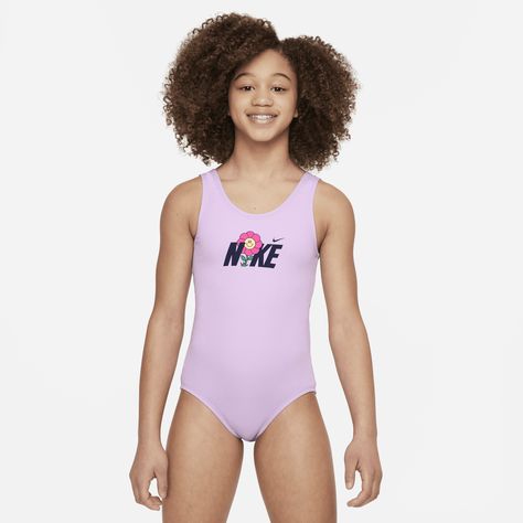 With playful doodles, this one-piece swimsuit is perfect for a day of water play. Designed specifically for young athletes, it features a U-back design for easy movement and a standard bottom cut to help keep you covered through all types of activities. Kids Swimsuits Bikinis, One Piece Swimsuit For Teens, Nike Girl, Star Trek Crew, Pretty Swimwear, Swimsuit Brands, Girls Swimwear