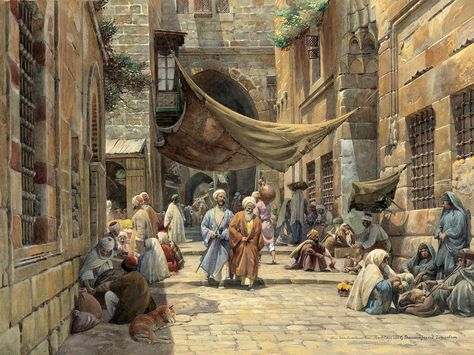 https://flic.kr/p/ZthoZd | bauernfeind, gustav - King David Street, Jerusalem | Gustav Bauernfeind  1848-1904  Duitsland Egyptian Era, Al Quds, Arabian Art, King David, Islamic Paintings, Arabic Art, Egyptian Art, Medieval Art, Islamic Architecture