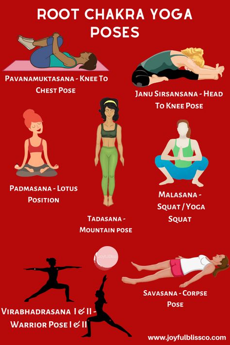 Yoga Poses To Open Chakras, Chakra Opening Yoga Poses, Yoga For Root Chakra Healing, How To Open All Chakras, Root Chakra Exercises, Root Chakra Opening, Yoga Poses For Root Chakra, How To Open Your Root Chakra, Yoga Root Chakra