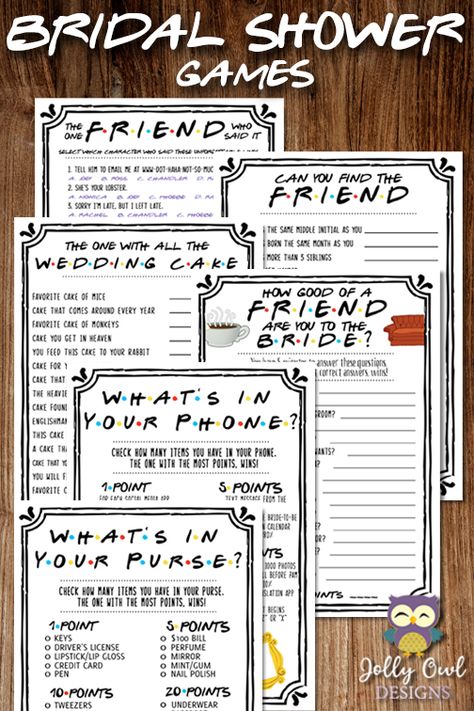 Friends Themed Bridal Shower Games, Friends Wedding Shower Theme, Friends Bridal Shower Theme, Golden Birthday Parties, Kate Spade Bridal, Bride Game, Friends Bridal, Bridal Shower Activities, Bridal Shower Backdrop