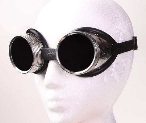 Steampunk Metal Welding Goggles - Dark Tinted Glass Lens with Aluminum Metal and Rubber Lining - - AmazonSmile Gothic Glasses, Welding Goggles, Diy Wine Glasses, Vintage Sunglasses Retro, Goggles Glasses, Cyberpunk Clothes, Ramona Flowers, Steampunk Goggles, Dark Sunglasses