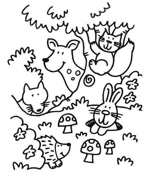 Forest Coloring Pages - Best Coloring Pages For Kids Forest Animals Preschool, Forest Coloring Pages, Forest Coloring, Preschool Coloring Pages, Forest Color, Fall Coloring Pages, Animal Coloring Books, Forest Animal, Animal Coloring