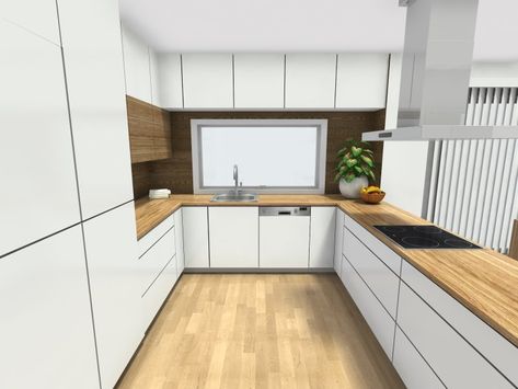 3D Photo Kitchen With A Peninsula, Peninsula Kitchen Layout, Mixed Wood Tones, U Shaped Kitchen With Peninsula, Farmhouse Galley Kitchen, Country Kitchen Flooring, Kitchen With Peninsula, Peninsula Kitchen, Kitchen Floor Plan