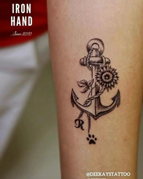 Beach Theme Tattoos, Anchor Flower Tattoo, Feminine Anchor Tattoo, Anchor Tattoo Design, Turtle Tattoo Designs, Cross Tattoos For Women, Henna Tattoo Designs Hand, Mushroom Tattoos, Anchor Tattoos